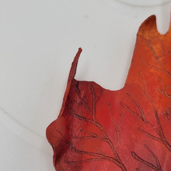 Vintage K & T Tovey Maple Tree Leaf Brooch/Pin Red Orange Autumn Fall Fashion - Picture 3 of 16